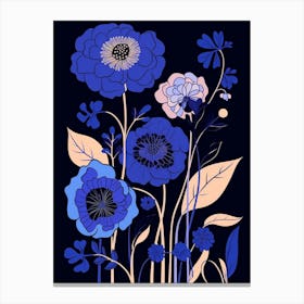 Blue Flower Illustration Scabiosa 4 Canvas Print