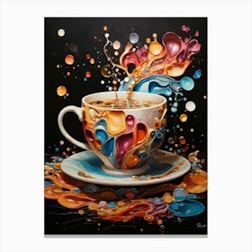 Coffee Cup With Splashes Canvas Print