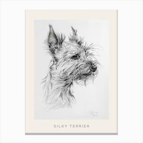 Silky Terrier Dog Line Sketch 2 Poster Canvas Print