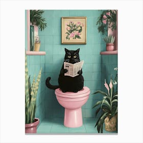 Cat On The Toilet Canvas Print