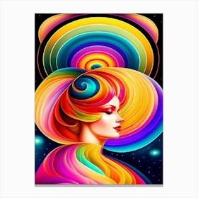 Mujer Con Aureola De Colores Canvas Print