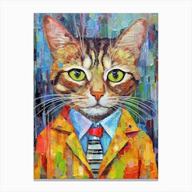 Chic Kitty Canvas; A Cat Oil Masterpiece Canvas Print