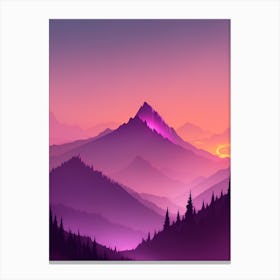 Misty Mountains Vertical Composition In Purple Tone 39 Canvas Print