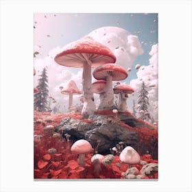 Pink Surreal Mushroom 4 Canvas Print