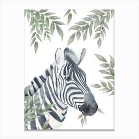 Watercolour Zebra Neutral Nursery Print Canvas Print