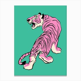 Tiger In Pink And Green Canvas Print