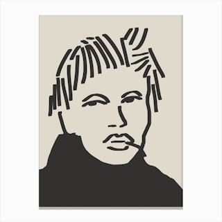 Line Art Candid Portrait 12 Canvas Print