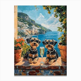 Terriers Drink On Italian Coast Canvas Print