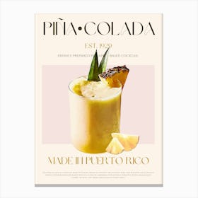 Pina Colada Cocktail Mid Century Canvas Print