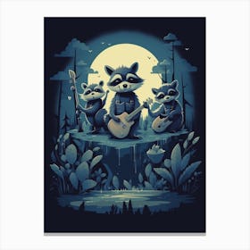 Raccoon Bandits Illustration 2 Canvas Print