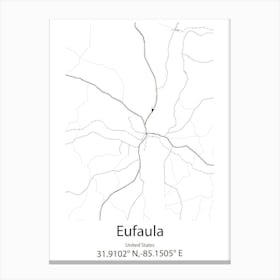 Eufaula,United States Minimalist Map Canvas Print