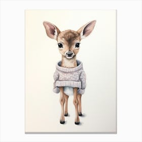 Baby Animal Watercolour Deer 1 Canvas Print