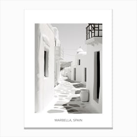 Poster Of Mykonos, Greece, Photography In Black And White 4 Canvas Print