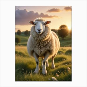 Sheep In A Field Canvas Print