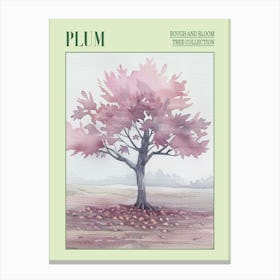 Plum Tree Atmospheric Watercolour Painting 3 Poster Canvas Print