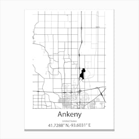 Ankeny,United States Minimalist Map Canvas Print