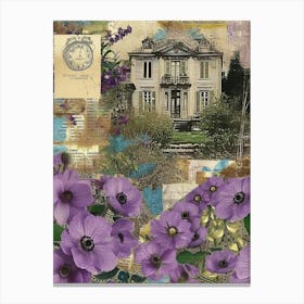 Purple Flowers Scrapbook Collage Cottage 4 Canvas Print