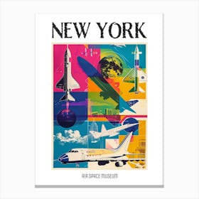 Air Space Museum New York Colourful Silkscreen Illustration 2 Poster Canvas Print
