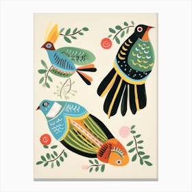Folk Style Bird Painting Pheasant 1 Canvas Print