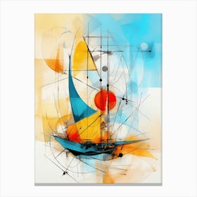 Sailboat 06 - Avant Garde Abstract Painting in Yellow, Red and Blue Color Palette in Modern Style Canvas Print