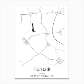 Florstadt,Germany Minimalist Map Canvas Print