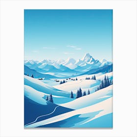 Gstaad   Switzerland, Ski Resort Illustration 1 Simple Style Canvas Print