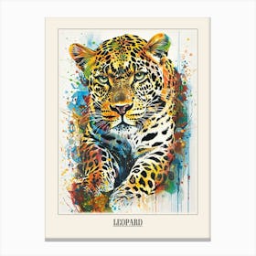 Leopard Colourful Watercolour 4 Poster Canvas Print
