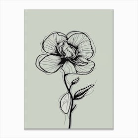 Line Art Orchids Flowers Illustration Neutral 9 Canvas Print