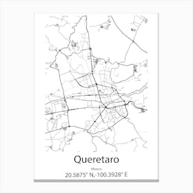 Queretaro,Mexico Minimalist Map Canvas Print