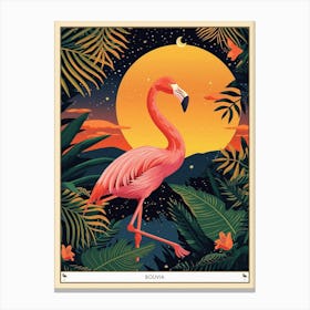 Greater Flamingo Bolivia Tropical Illustration 1 Poster Canvas Print