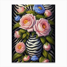 Zebra Roses Canvas Print