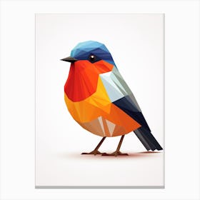 Colourful Geometric Bird Robin 3 Canvas Print