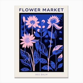 Blue Flower Market Poster Bee Balm 2 Canvas Print