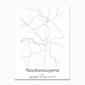 Nasukarasuyama,Japan Minimalist Map Stampe su tela