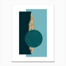 Dark Teal and Gold Geometric Block Art Print Canvas Print