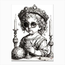 Little Girl With Glasses Canvas Print