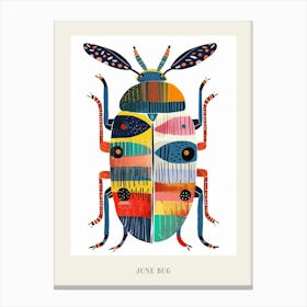 Colourful Insect Illustration June Bug 5 Poster Canvas Print