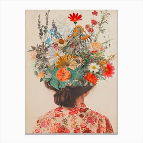 Vintage art Flowers In The Head Canvas Print