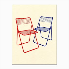 Ted Net Chair Red Blue Canvas Print