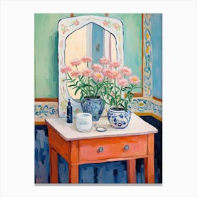Bathroom Vanity Painting With A Queen Anne S Lace Bouquet 4 Canvas Print