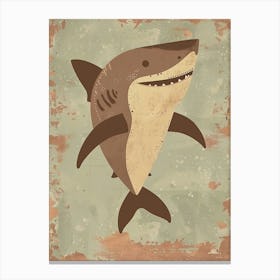 Muted Pastel Storybook Style Shark 2 Canvas Print