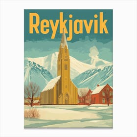 Aihrgdesign A Vintage Travel Poster Of Reykjavik 3 Canvas Print