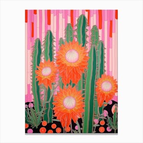 Mexican Style Cactus Illustration Ferocactus Cactus 1 Canvas Print