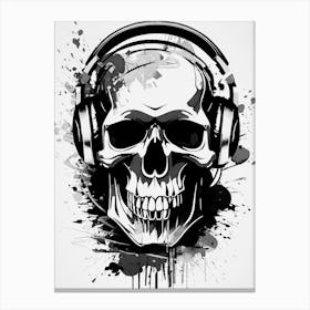 Skull With Headphones 113 Canvas Print
