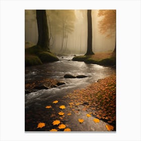 Autumn River Leaves Canvas Print