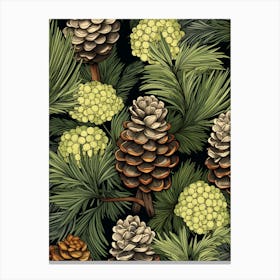 William Morris Style Pinecones 1 Canvas Print