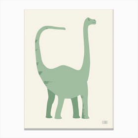 Pastel Mint Brachiosaurus Silhouette 3 Canvas Print