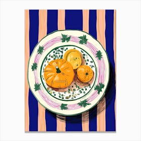 A Plate Of Pumpkins, Autumn Food Illustration Top View 72 Canvas Print