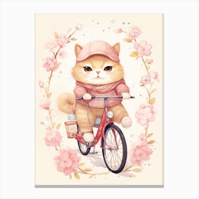 Kawaii Cat Drawings Biking 1 Canvas Print