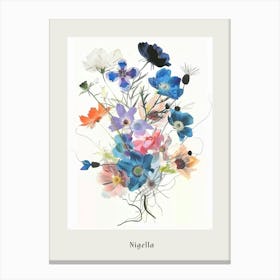 Nigella 2 Collage Flower Bouquet Poster Canvas Print